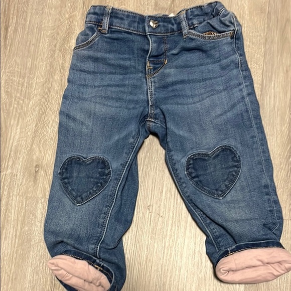 H&M Other - 4/$30 H&M Kids Blue Denim Jeans with Heart Patches 18-24M